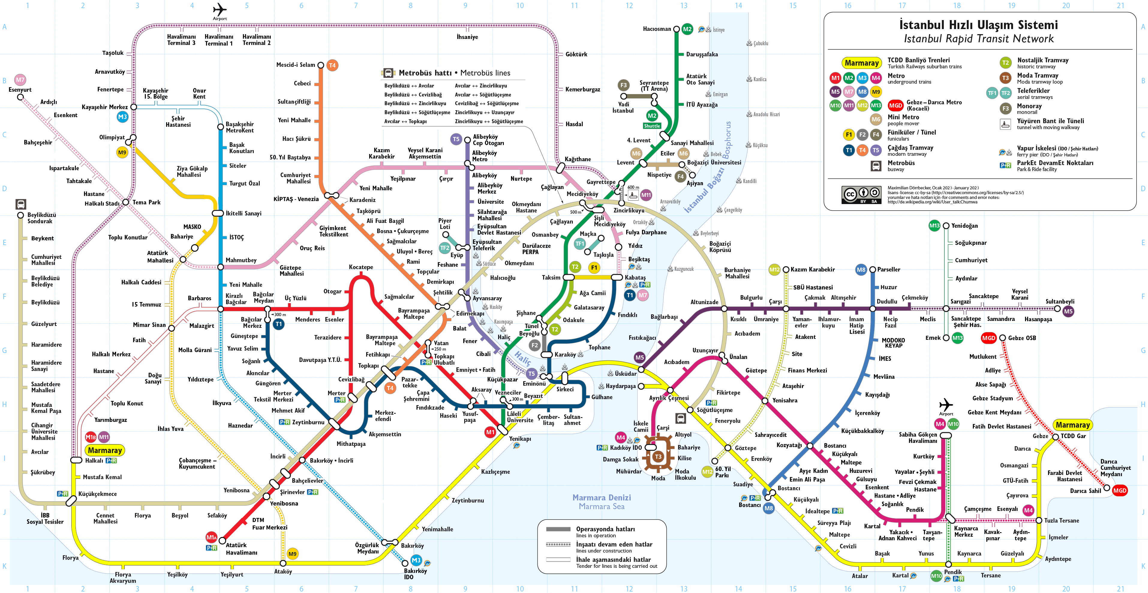 Mappa dei servizi di trasporto cittadini.