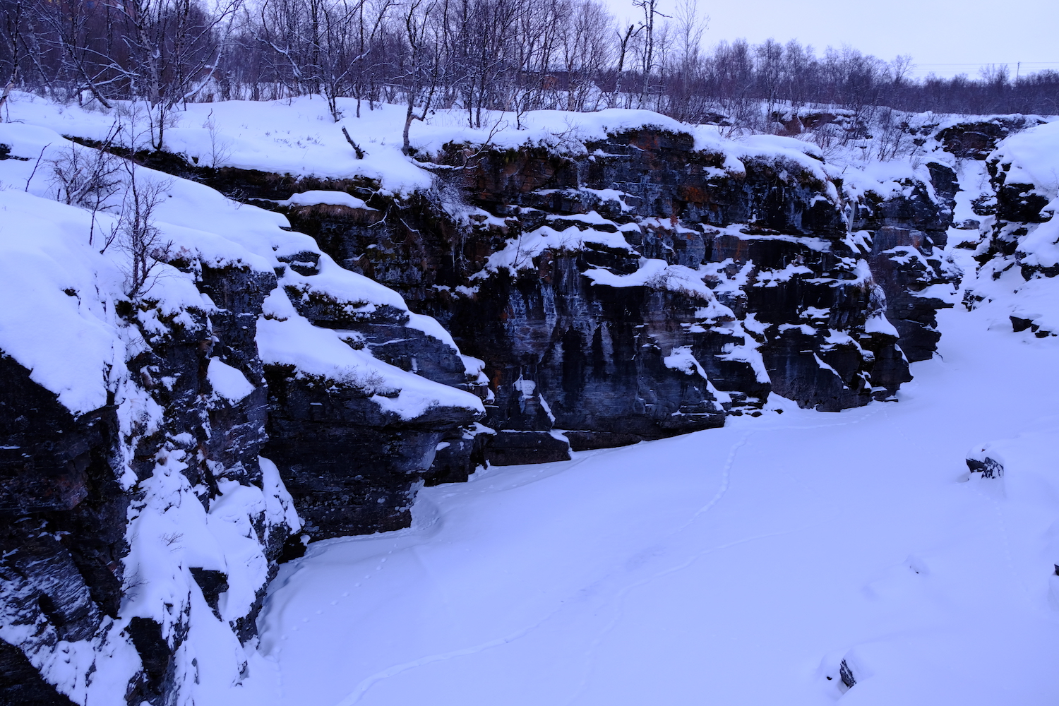 Il canyon dove scorre il fiume Abiskojokk, nel parco nazionale di Abisko.