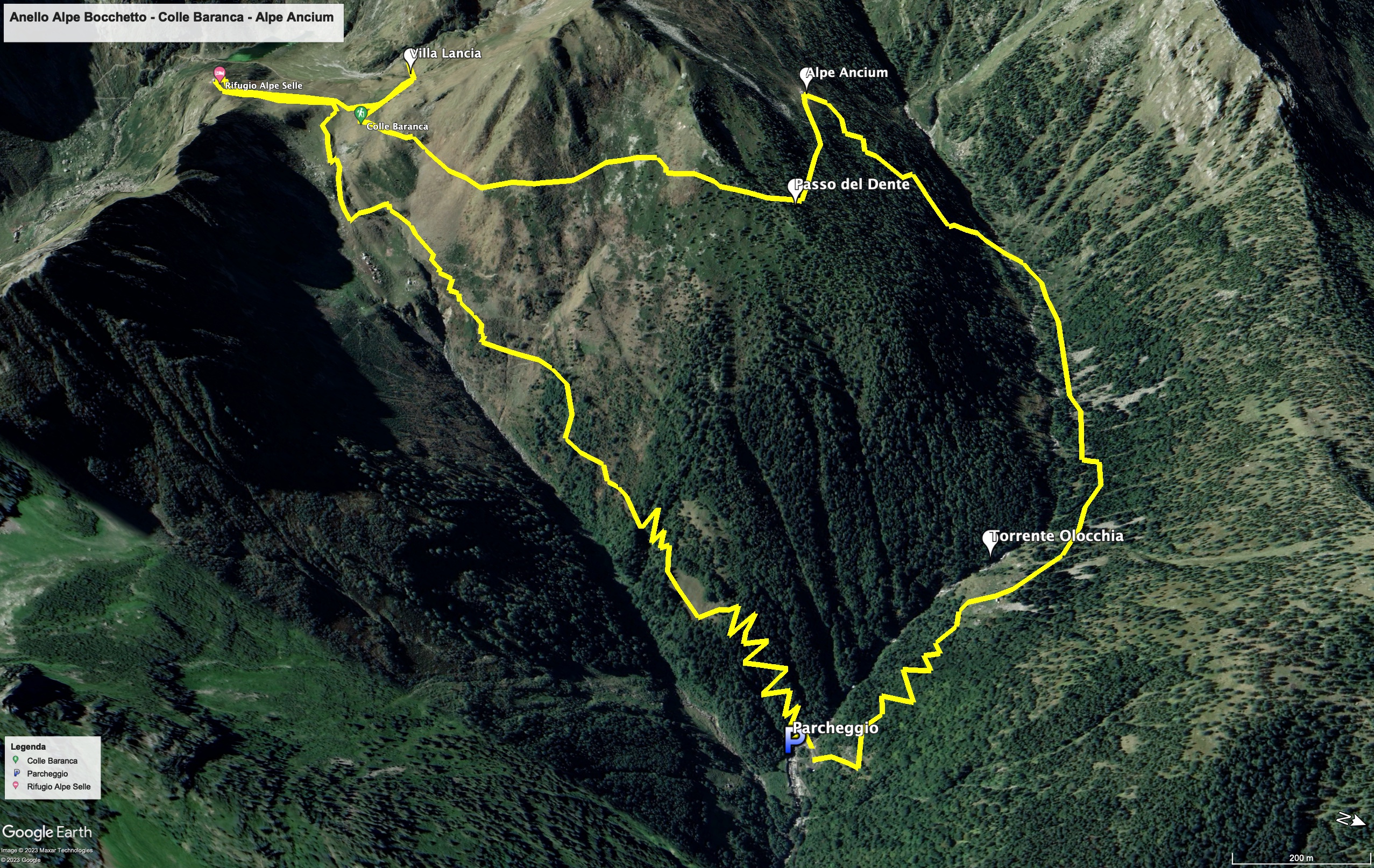 Mappa dell'escursione Alpe Bocchetto - Villa Lancia - Ancium